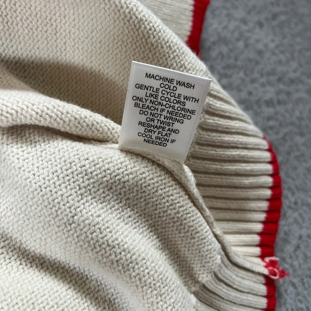Luna x Sol NWT Lobster Graphic Knit Cardigan Sweater Ivory Red Size XL